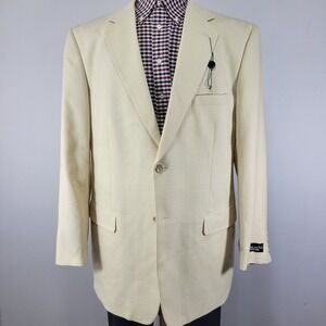 Kilburn Finch Men's Sport Coat Blazer Two Button Ivory Polyester Blend 46L NEW